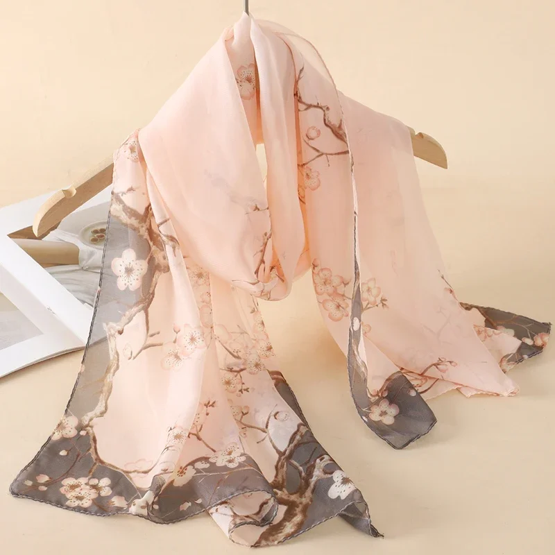 

2025 New Print Chiffon Scarf Shawl Women Sunscreen Silk Scarf Turban Long Wrap Beach Travel Outdoor Accessories Trendy Headband