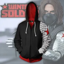 2024 Villain Hero Bucky Barnes 3D Printed Hoodie Cardigan Hoodie Cosplay Anime Merchandise Halloween Clothes