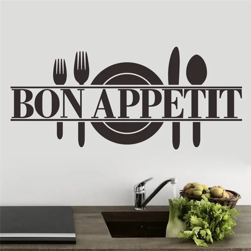 

Bon Appetit Food Wall Stickers Kitchen Room Decoration. Diy Vinyl Adesivo De Paredes Home Decals Art Posters Papers