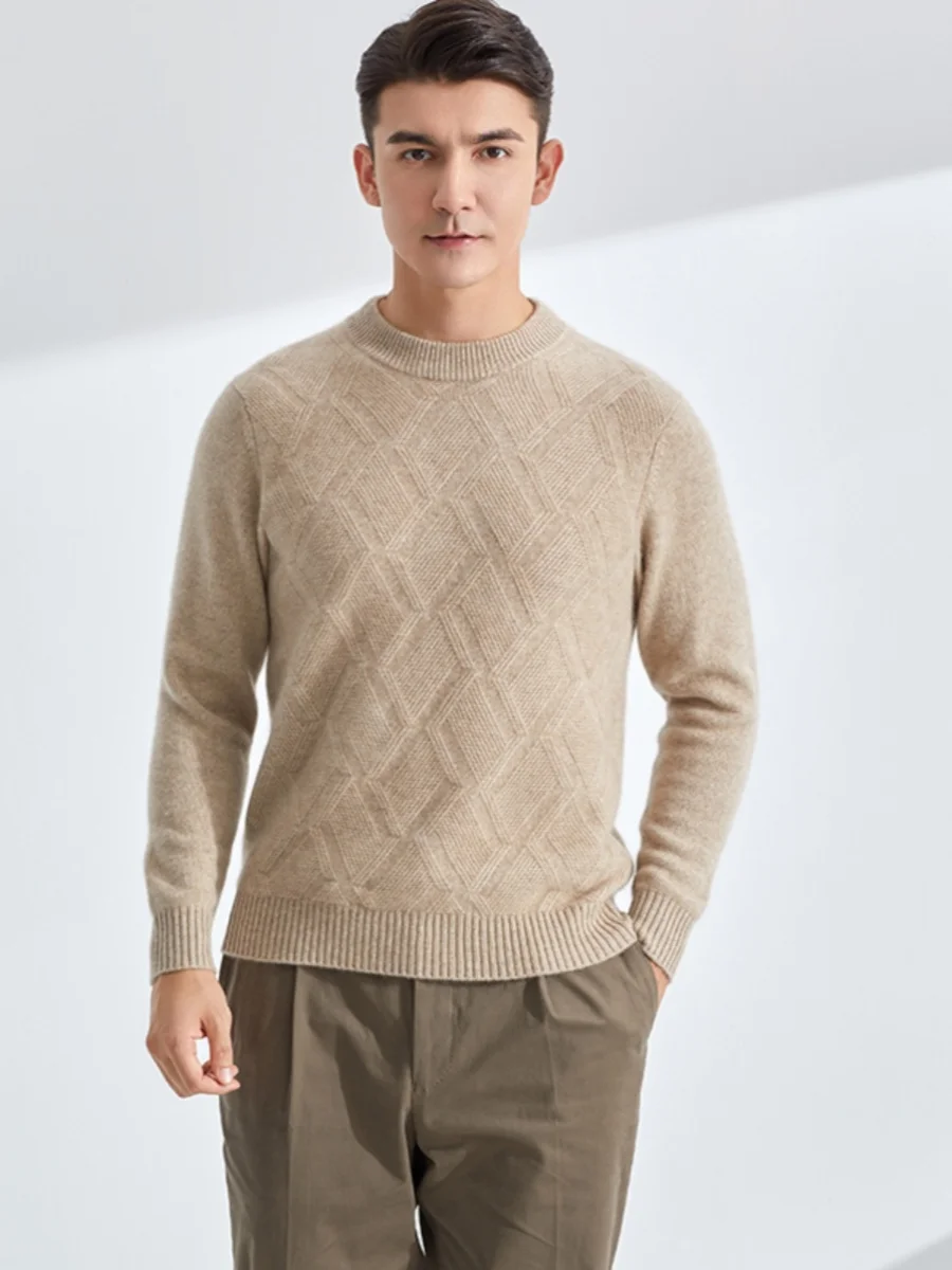 Nuovo maglione di cashmere spesso girocollo in autunno e inverno Maglione da uomo in puro cashmere 100% lavorato a maglia casual Joker