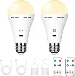 USB-C Rechargeable LED Light Bulb with Remote Control - E27 Emergency Light, Dimmable 7W Bulb for Home Power Outage