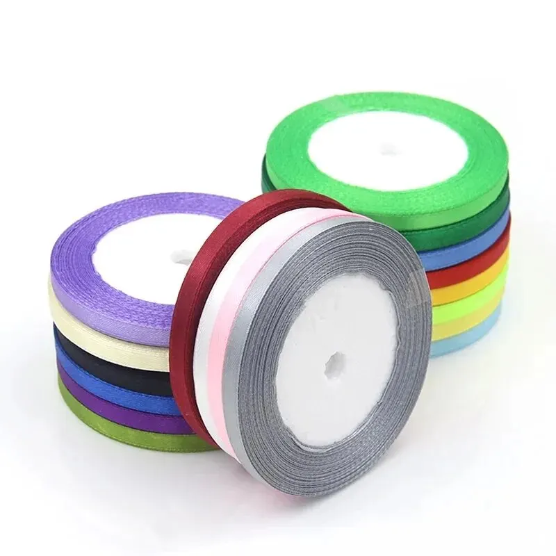 25Yards/Roll 6mm Silk Satin Ribbon Christmas Party Wedding Decoration Gift Packing DIY Girls Bow Hair Accessories