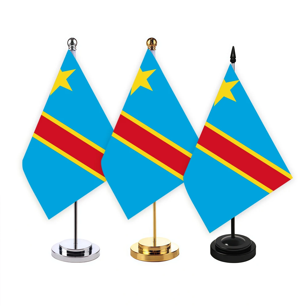 CYPOMELO office desk flag Democratic Republic of the Congo flag 14x21cm  desktop small decoration flag including flagpole