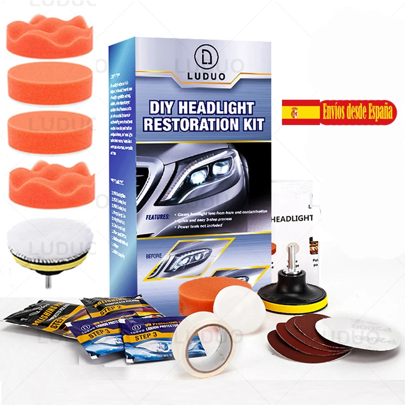 Kits de pulido para restauración de faros de coche, Kits de reparación de faros, pulidor de lentes de luz de coche, pasta de limpieza, cuidado de pintura