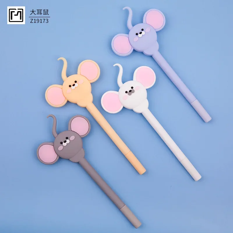 48PCS Cute Cartoon Soft Silicone Neutral Pen Creative Student Water Pen Stationery Big Ear Mouse Signature Pen