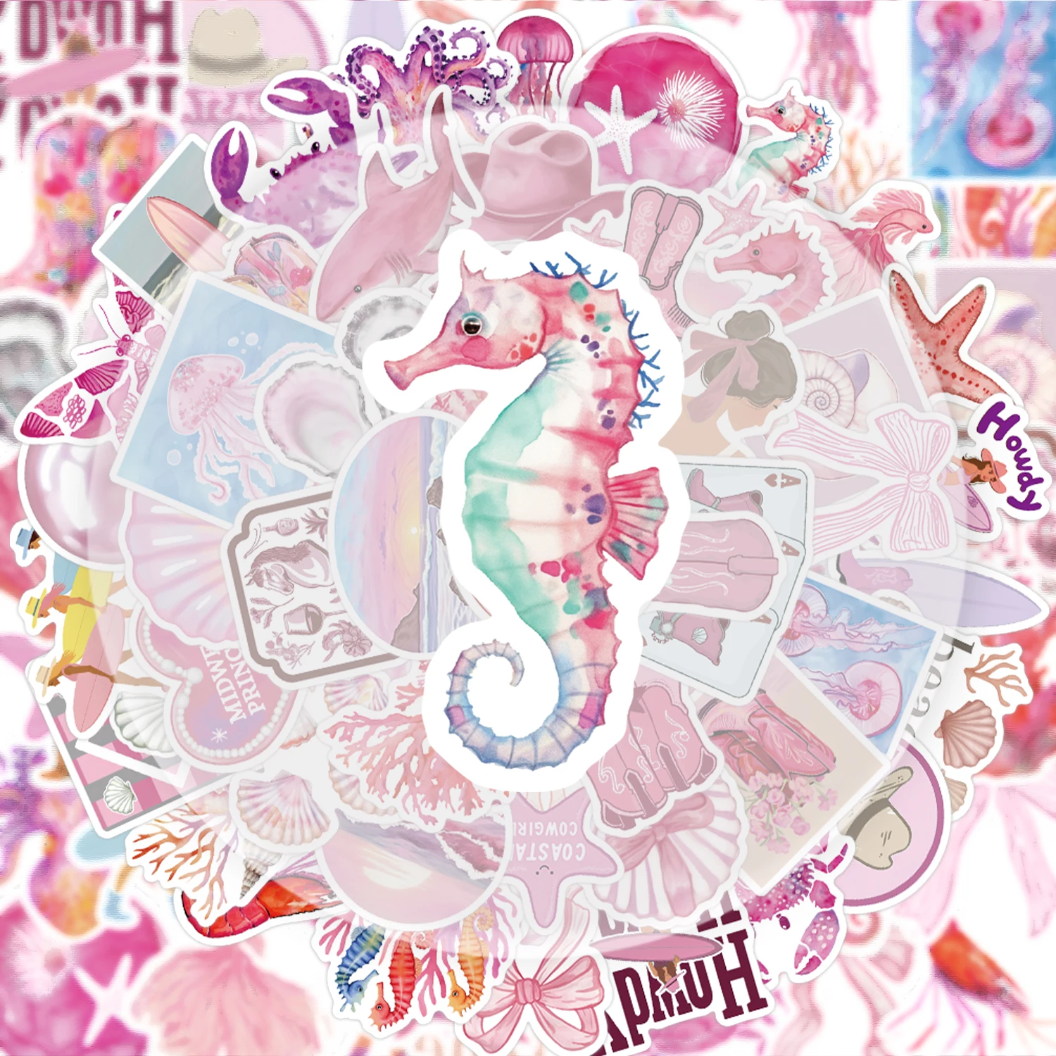 

50 розовых наклеек в стиле костюмированной граффити, подходят для украшения бутылок с водой, ноутбуков, мобильных телефонов, чемоданов, скейтбордов, гитар, подарочных коробок и декора для вечеринок