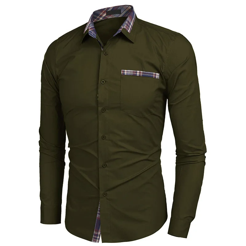 

Men's Formal Long Sve irt Casual Autumn 202 Slim Fit Cotton Wool Fabric Plain Sle European Sle Collar ex Open C...