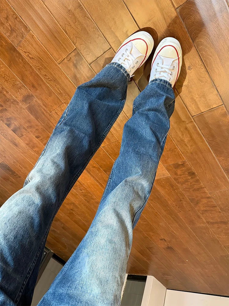 

American Vibe Men's Slim Fit Jeans Spring Straight Leg Long Lengthening Effect High Waist Denim Pants Youthful Trend for Stud...