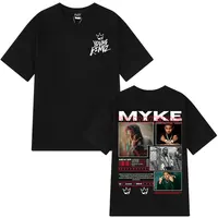 Camisetas gráficas de rapero Myke Towers para hombre y mujer, camiseta de gran tamaño de Hip Hop a la moda, camiseta cómoda de manga corta de algodón, ropa de calle