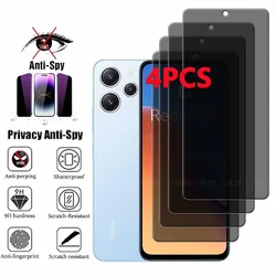4Pcs For Xiaomi Redmi 12 Glass For Redmi 12 Screen Protector 9H Protective Anti-Spy Privacy Tempered Glass Redmi 12 Redmi12 4G