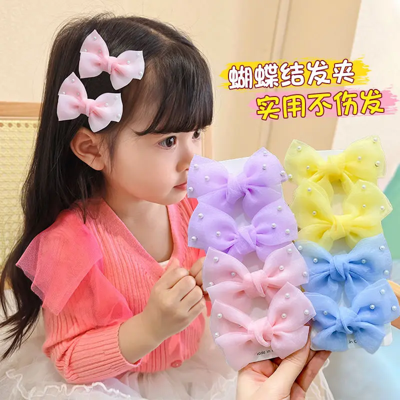 Super Immortal Pearl Bow Hair Clip, Sweet and Versatile Girl, No Harm To Hair, Pair Clip Hair Accessories