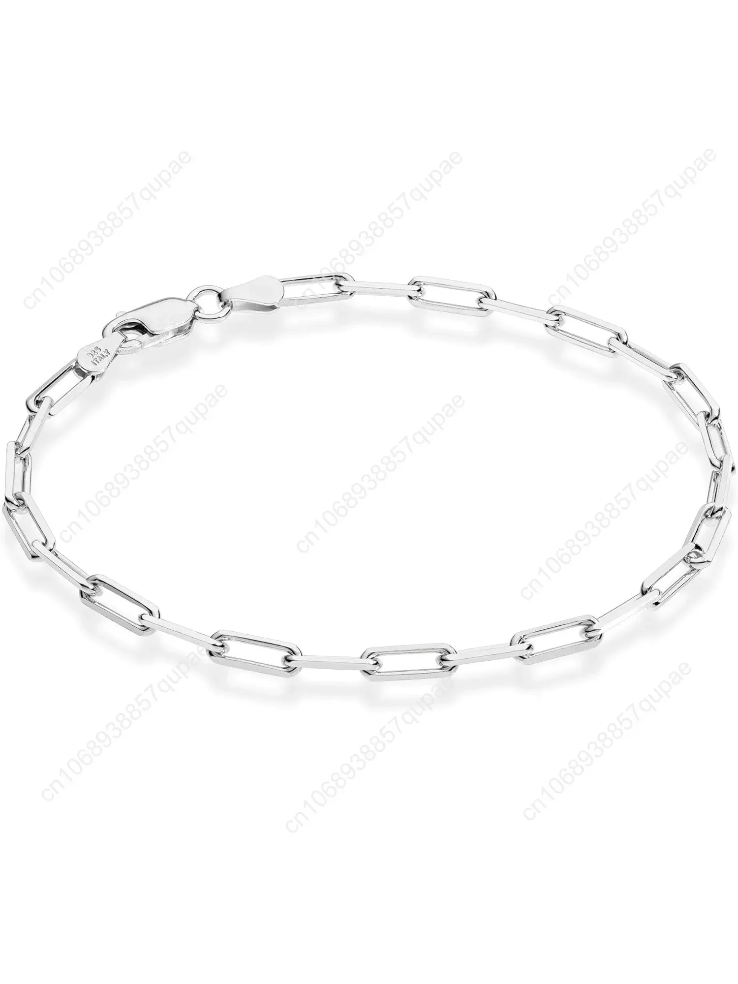 

Miabella Solid 925 Sterling Silver Italian 3mm Paperclip Link Chain Bracelet for Women Men, Made in Italy