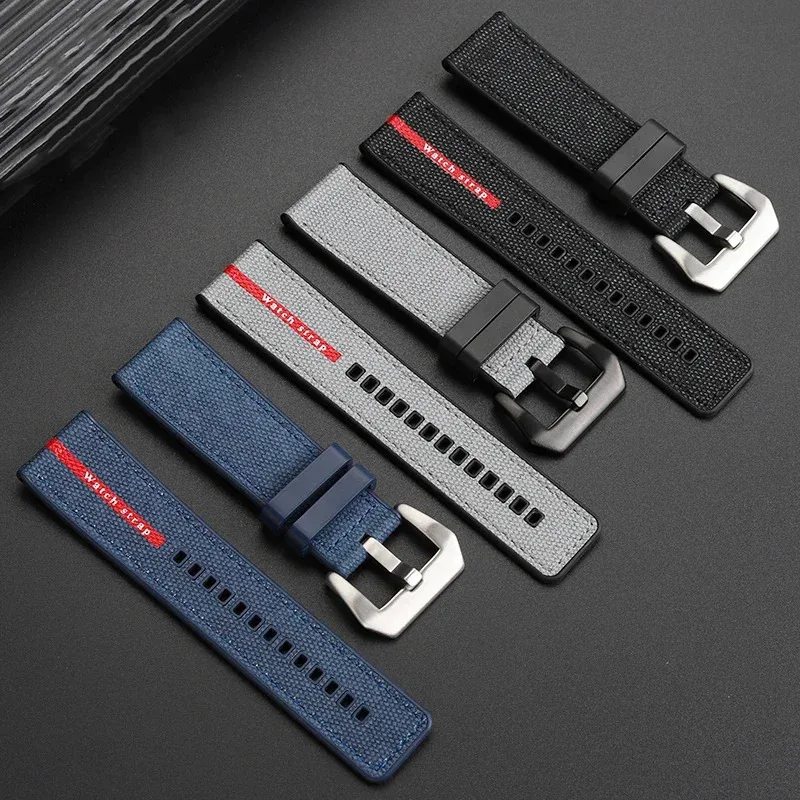 حزام ساعة مطاطي لبانيراي غاطسة لونا روسا PAM1466 PAM1391 PAM1565 الرجال حزام الساعات سوار إكسسوارات 22 مللي متر 26 مللي متر 24 مللي متر