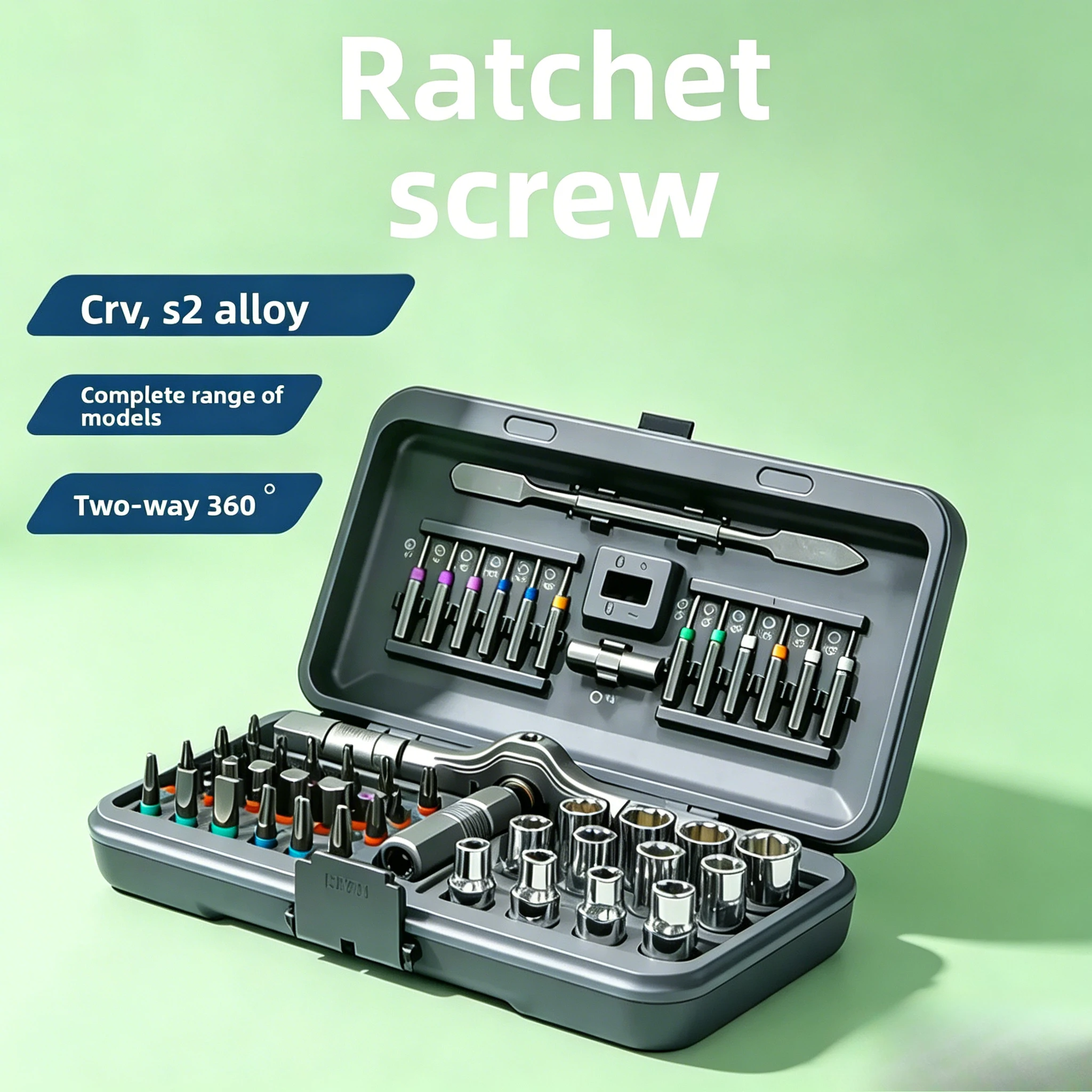 52 in one ratchet screwdriver T-shaped wrench set, labor-saving shaped screwdriver socket, bicycle repair for home use