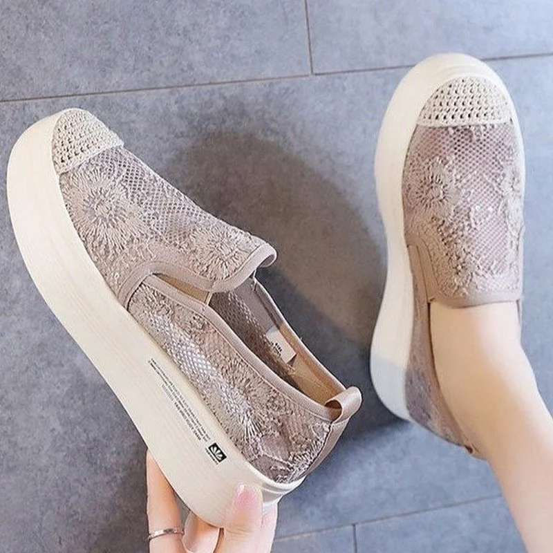 Retro Sandals Women's Shoes 2022 New Summer Ladies Breathable Mesh Face Lace Casual Shoes Fisherman Shoes Girls Slip on Loafers
