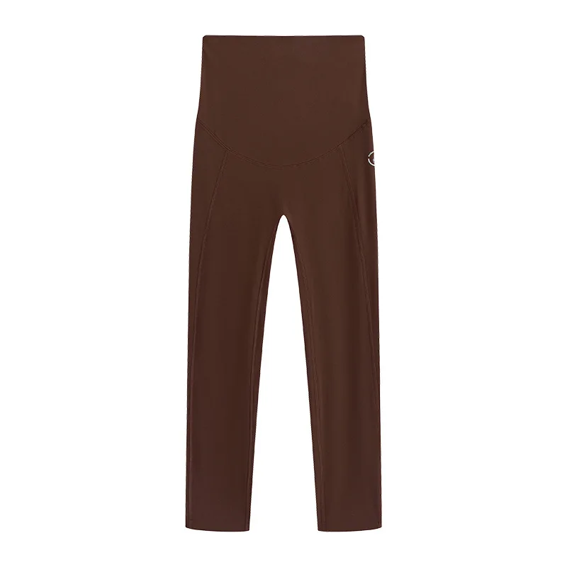 Umstandsleggings aus Spandex-Nylon mit hoher Taille, Übergröße, Yogahose, Haifischleder-Optik, Herbst/Winter, neun Zoll, elegant, für Damen – Detail 2