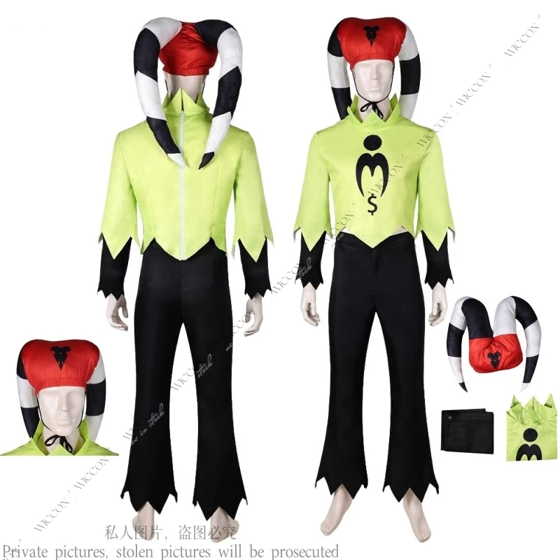 

Fantasy Blitzo Cosplay Fizzarolli Costume Hat Jacket Pants Suit Anime Cartoon Helluva Role Play Outfit Halloween Carnival Party