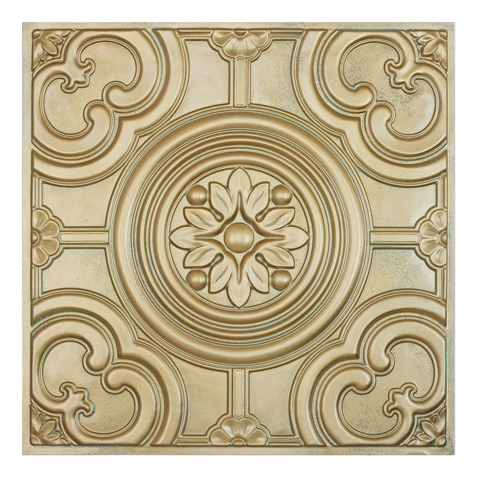 Chalk painted ceiling tiles, Decorative pvc panels, for Flower Boutique PL50 Brass verdigris 10pcs