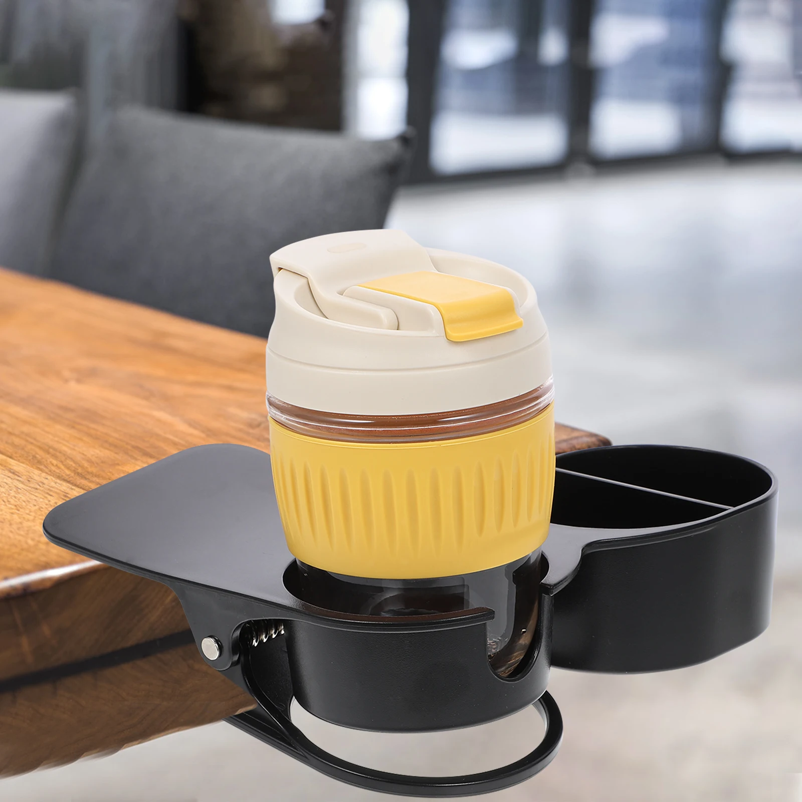 

Cup Holder Drinking Glasses Stand Clamp for Desk Side Table Saucer Clip Organizer