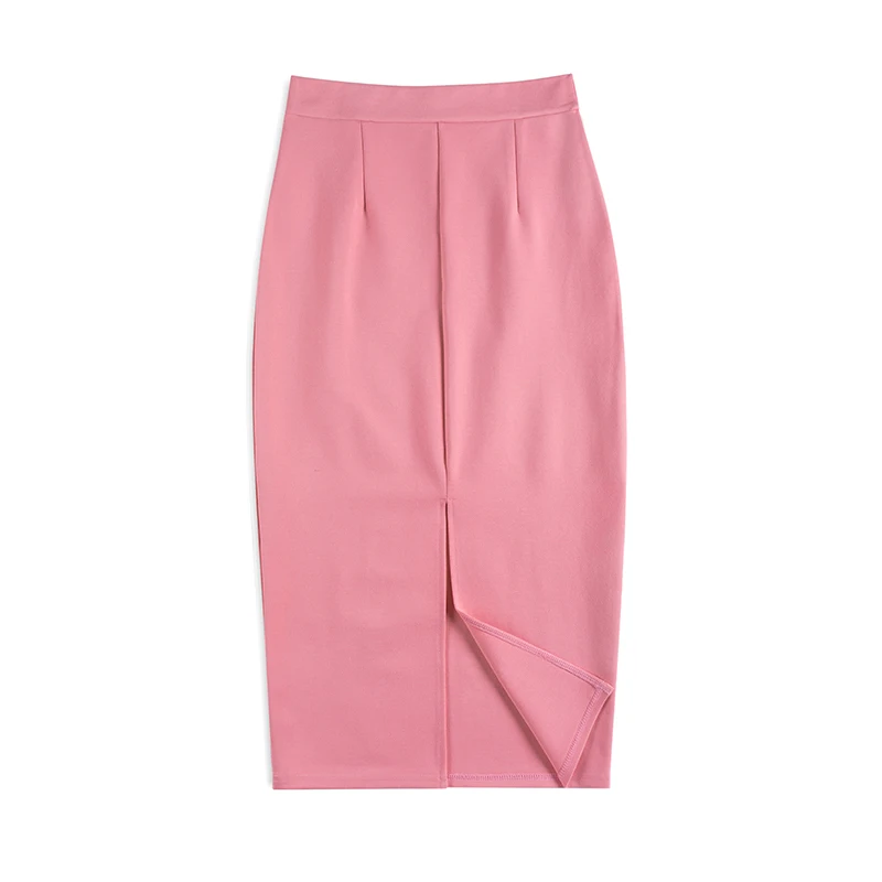 春夏の新スタイル弾性スリミングミッドレングスプロフェッショナルラップアラウンドハイウエストスリットロングスカート女性のファッション