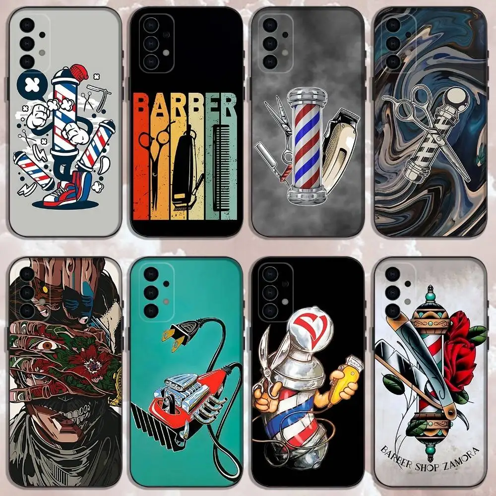 

Barber Shop Hair Stylist Salon Phone Case For Samsung Galaxy A13,A21s,A22,A31,A32,A52,A53,A71,A80,Soft Black Shell