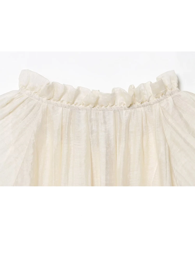 HH, moda de otoño para mujer, camisa semitranslúcida lisa y dulce con mangas abullonadas, camisa holgada de tela Tencel con temperamento femenino