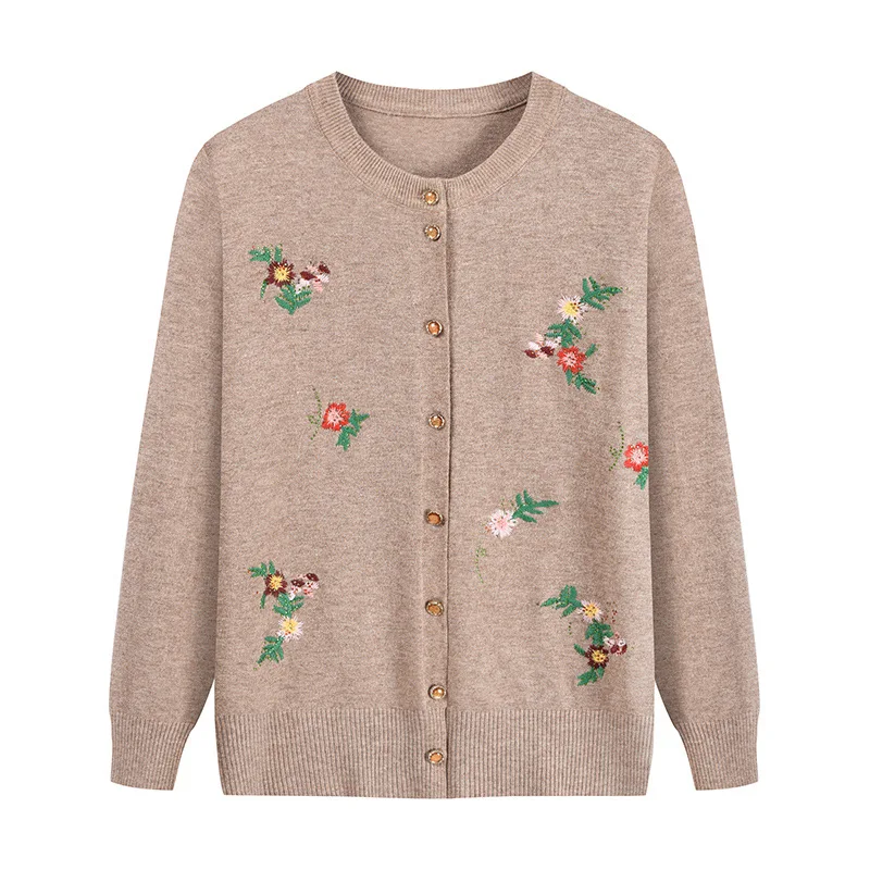 Fdfklak New Knitting Cardigan Printing Autumn Winter Sweater For Women Vintage Grandma Long Sleeve Tops Knitwears Coat