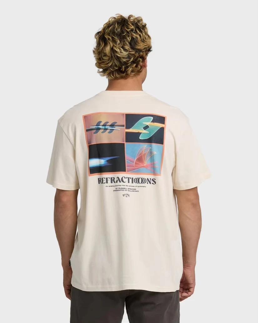 Camiseta Premium Refractions de Manga Curta - Billabong 2026 Verão Masculina e Feminina de Luxo em Algodão Estilo Street Y2K