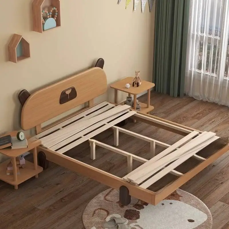 سرير أطفال فاخر مزخرف عادي رخيص بسيط فردي مخصص سرير أطفال تصميم خشبي حديث مضاء صب أثاث منزلي للرضع