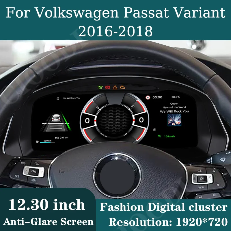 

12.3"Lcd Dashboard Display For VW Volkswagen Passat Variant 2016-2018 Speedometer Screen Virtual Cockpit Digital Cluster CarPlay