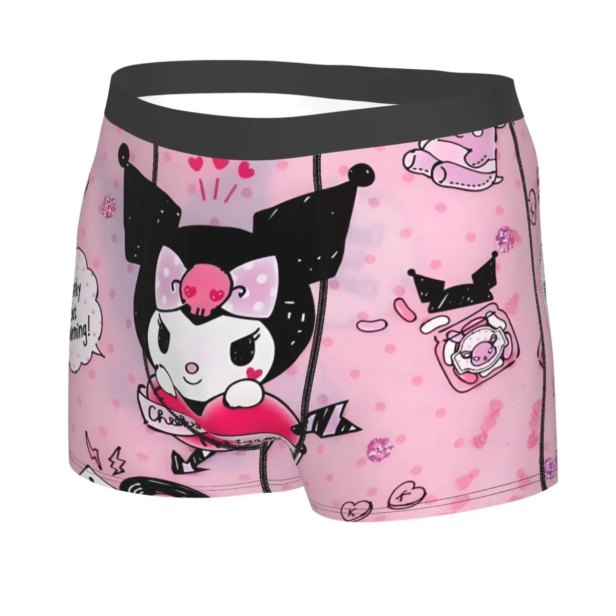 Custom ชายแฟชั่น Kuromi คลาสสิกอะนิเมะชุดชั้นใน Kawaii ออกแบบกางเกงนักมวยนุ่มกางเกงขาสั้นกางเกงกางเกง