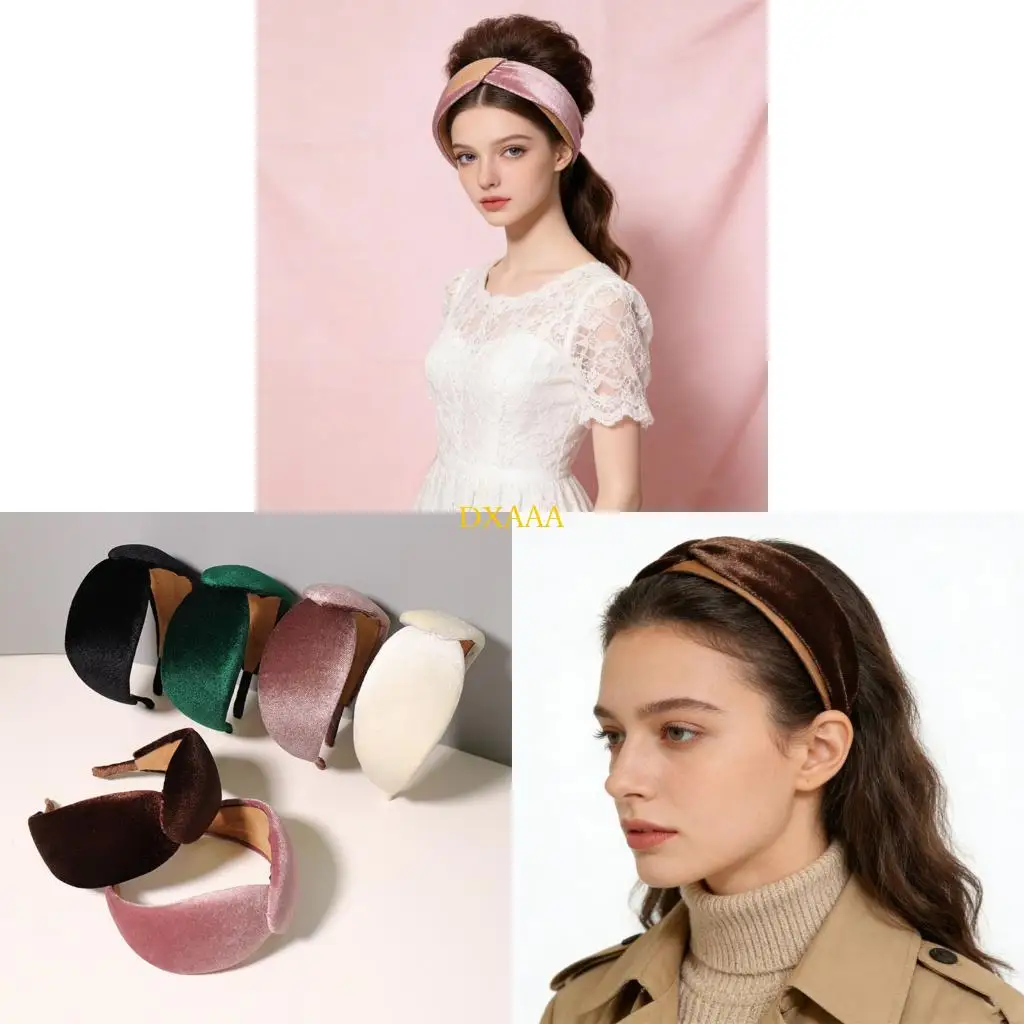 

DXAA 2Pcs Comfortable Velvety Hairband With Elegant Wide Band Headbands Hair Decors
