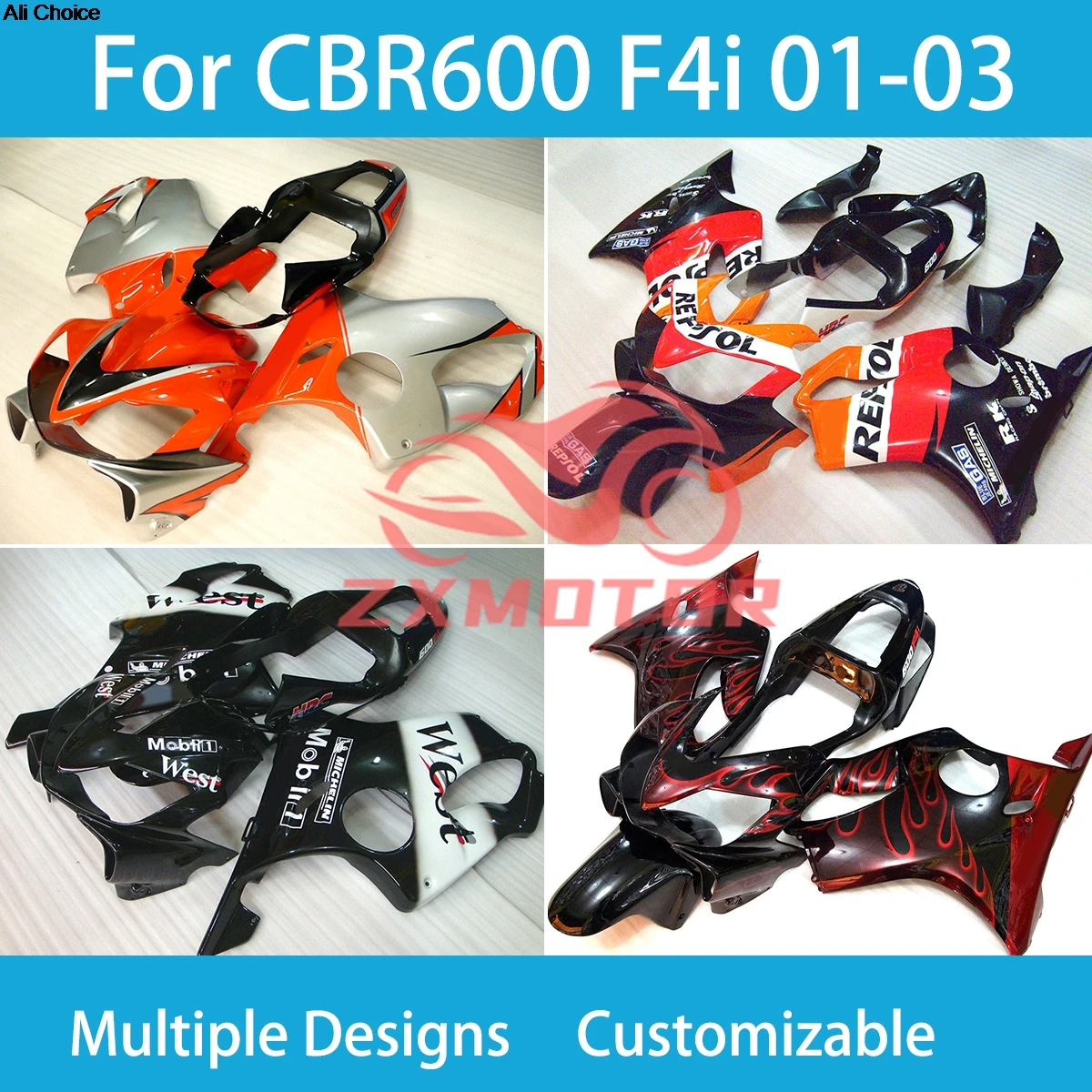 

Fit CBR600 F4i 01 02 03 Fairing Set for Honda CBR600 F4i 2001 2002 2003 Full Set Body Plastics Kits Bodywork Covers Fairings