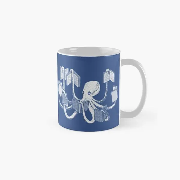 Armed With Knowledge Dark Blue Version  Mug Photo Tea Printed Gifts Handle Round Drinkware Picture Image Simple Cup Coffee