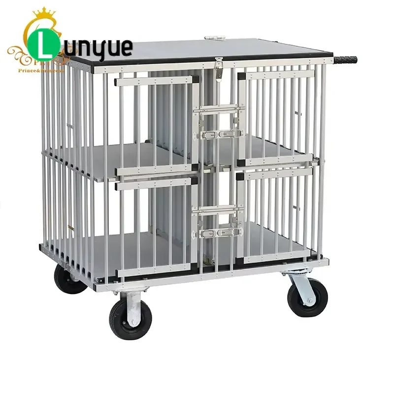 Foldable Aluminum Pet Trolley Lightweight Dog Cage Cart for European Pet Grooming Show Travel Portable Sturdy Display