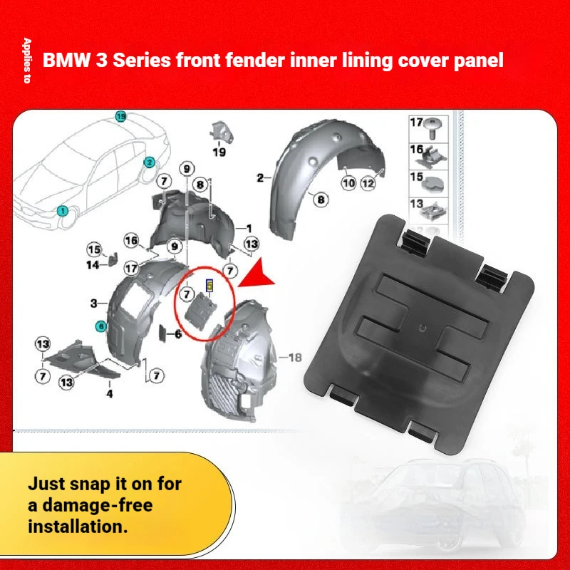 For BMW 1 Series 3 Series 4 Series Fender Liner Small Cover F20 F30 Plastic Cover 51717260397