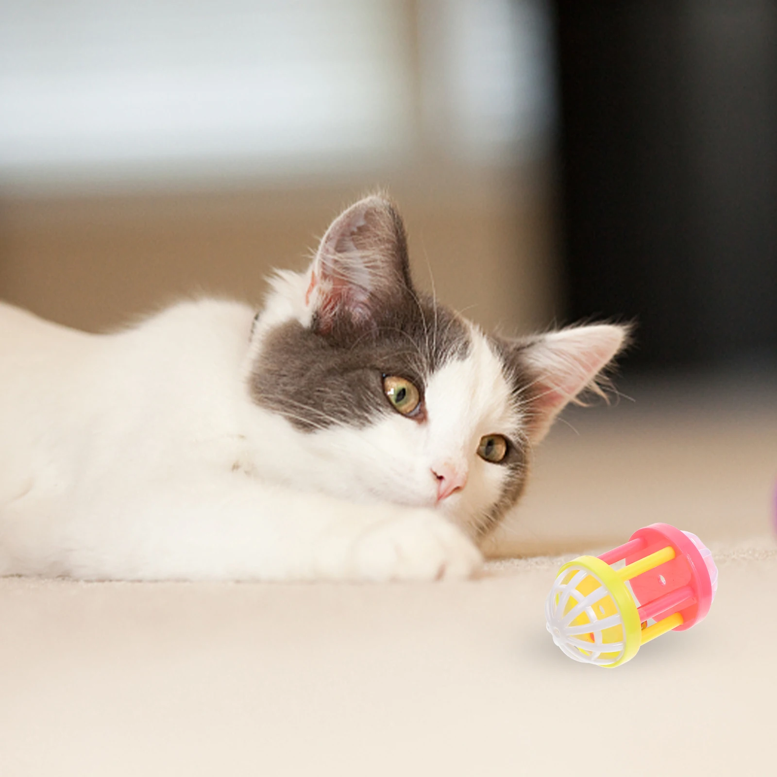

10 Pcs Bell Toy Durable Plastic Kitten Entertainment Interactive Kitten Teaser Moving Teaser Pet Accessories Indoor Games