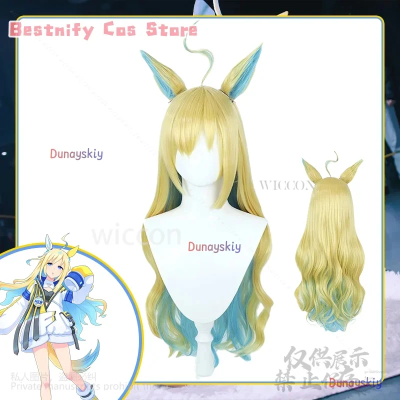 

A'5;f/CosplayGame Umamusume Pretty Neo Universe Copslay Derby Blue Yellow Coat Furry Ear Tail Wigs Anime Jirai Kei Gir3'd,5;h.9/