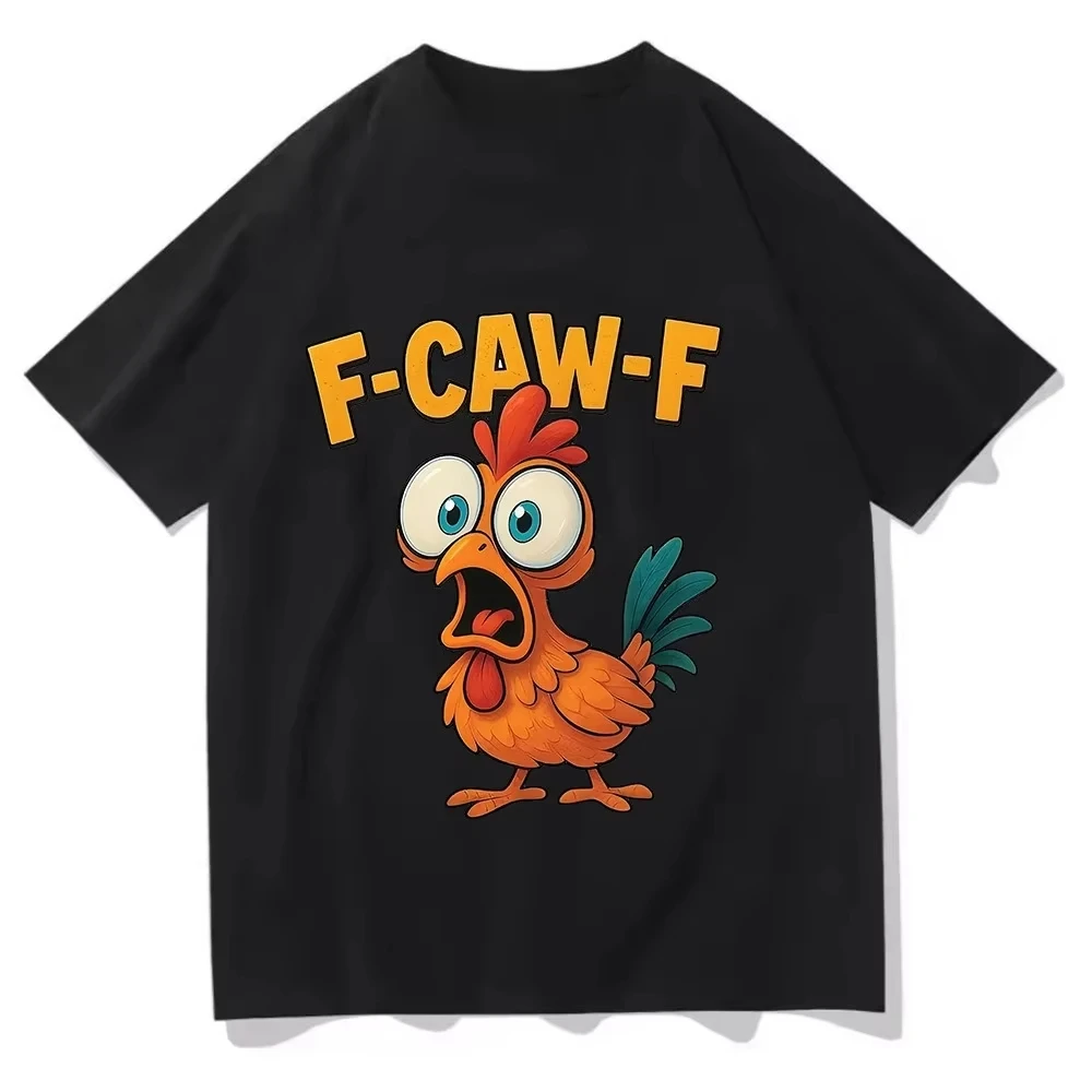 Funny F-Caw-F Chicken T-shirt Sunset Vintage FCAWF Chicken Tee Shirts Summer New Black Bird Tops Chicken Meme Women Clothes