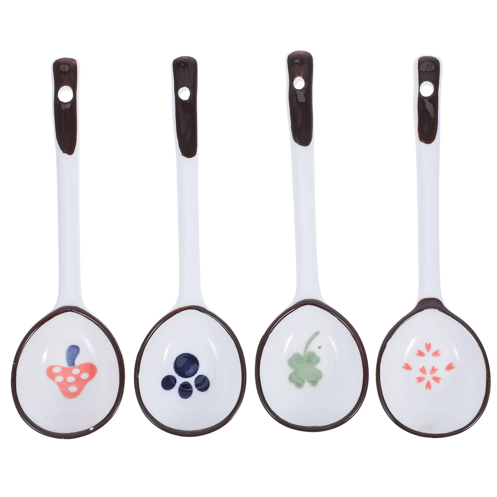 

4 шт. многоразовая керамическая ложка для супа с длинной ручкой, ложки для каши для дома, кухни, столовой, маленький легкий вес