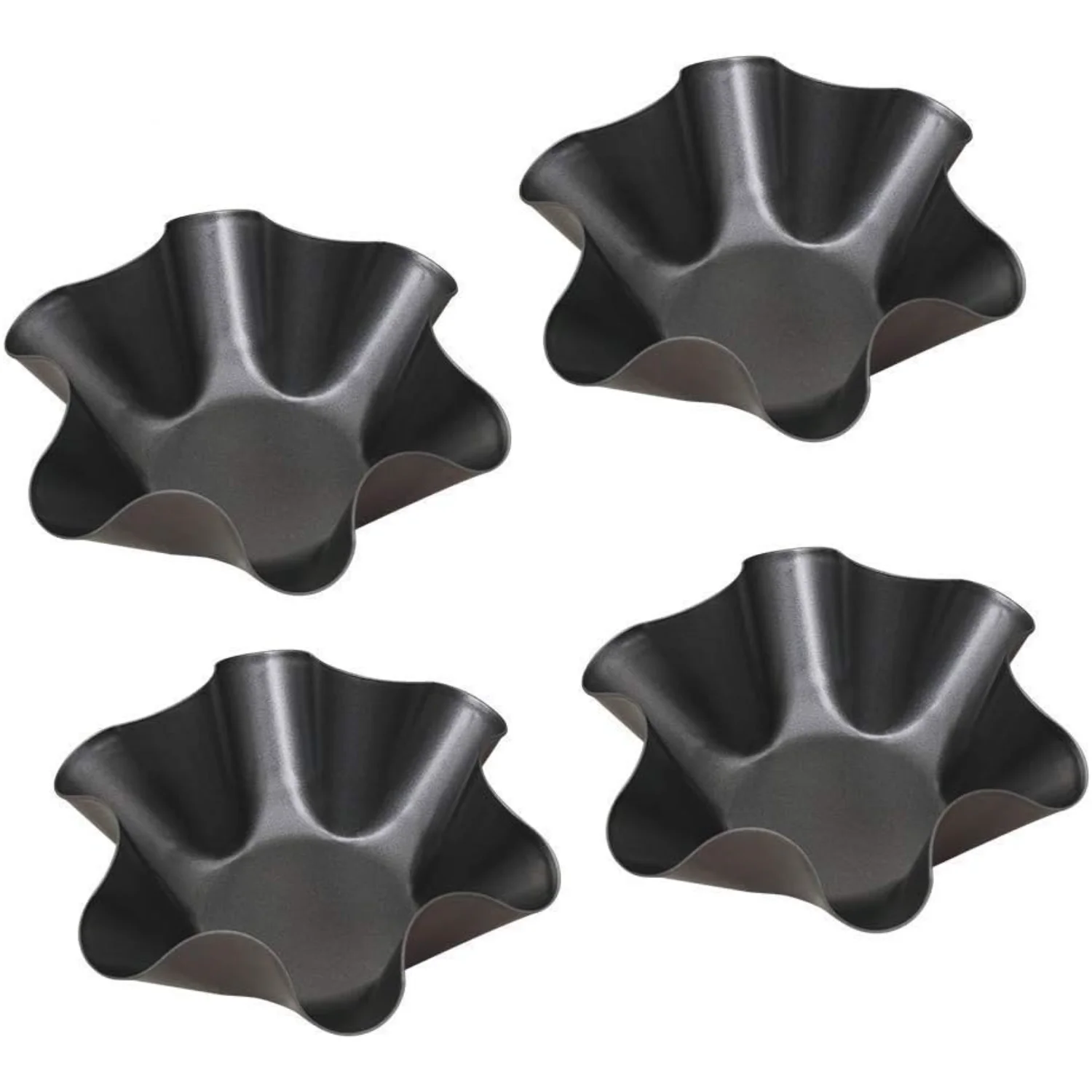 4 paquetes de moldes para hacer ensaladera de Taco, sartenes antiadherentes de acero al carbono para tortilla, moldes para hornear Tostada, conchas de Taco para hornear, color negro