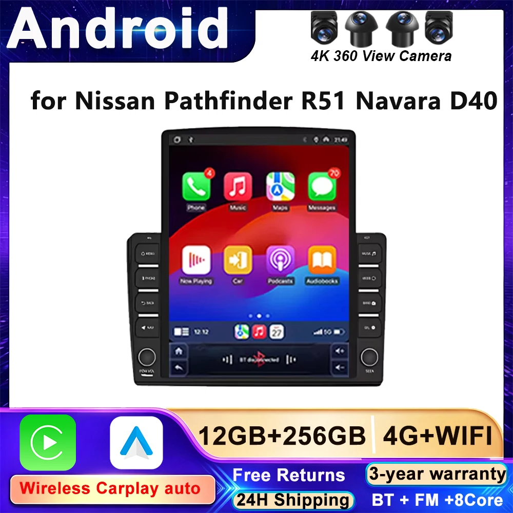 9.7' Vertical Style for Tesla Screen Android Car Radio for Nissan Pathfinder R51 Navara D40 Navigation GPS Multimedia CarPlay