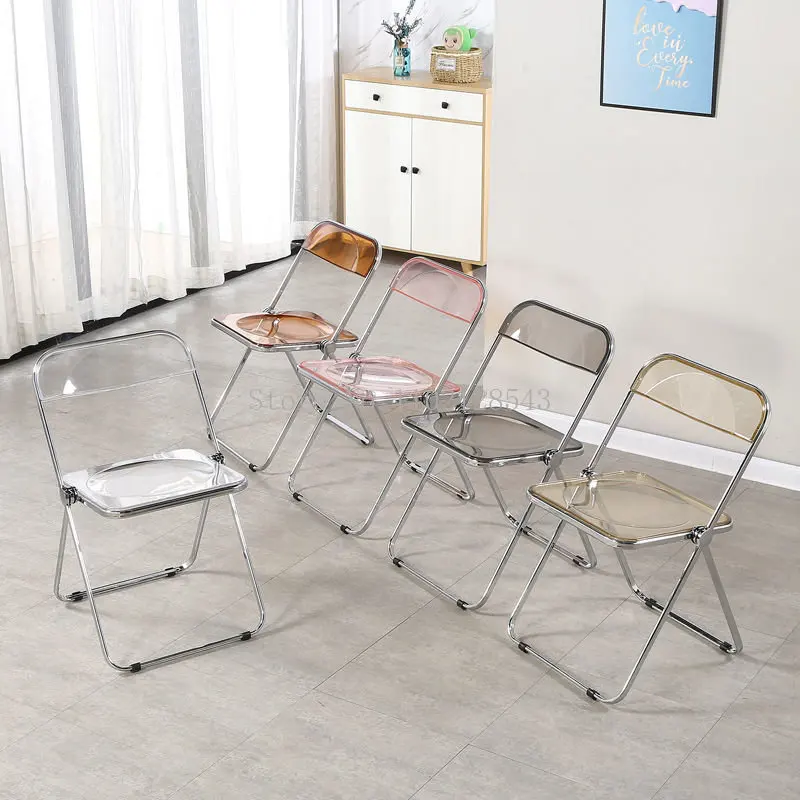 Nordic Dining Chair Transparent Folding Chair Backrest Dining Chair Makeup Chair Acrylic Crystal Chair chaises salle manger