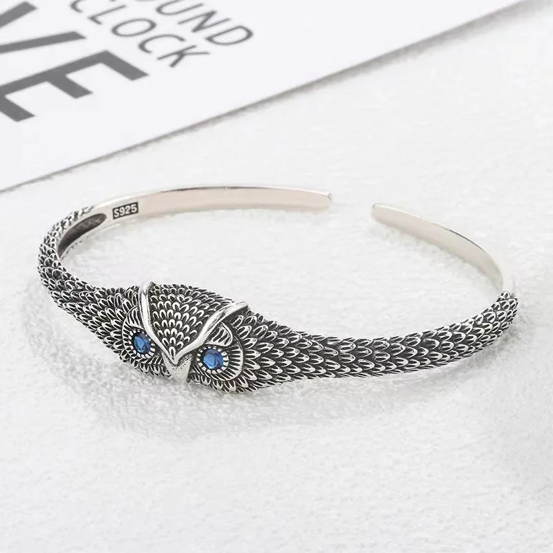 925 Sterling Silver Bracelets for Women Men String Accessories Trend Vintage Owl CZ Shape Pendant Party Jewelry Gift