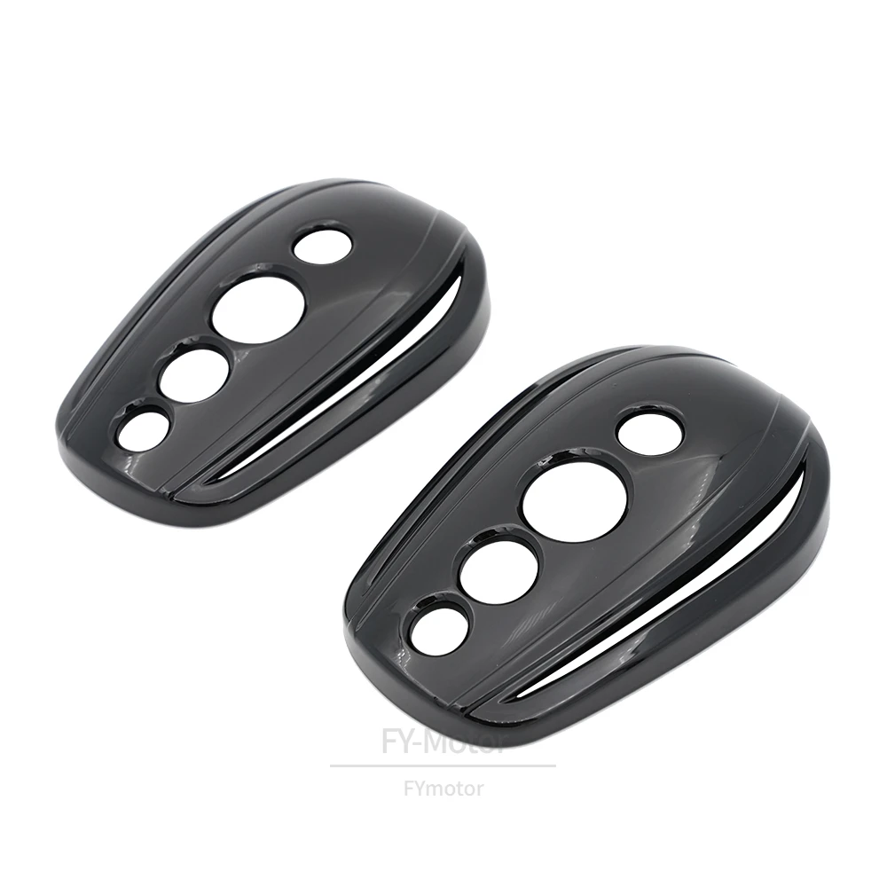 

Motorcycle Black Left & Right Oval Rear View Side Mirror Cover Fit For Harley Dyna Road King Electra Glide Sportster 883 1200