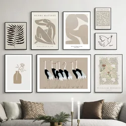 Abstract Beige Minimal Boho Lines Vase Picasso Wall Art Canvas Painting Posters And Prints Wall Pictures For Living Room Decor