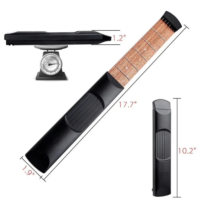 6 String 6 Fret Model Portable Pocket Guitar Neck Chord Trainer Sapele Wood Guitar Practice Tool for Trainer Beginner Black