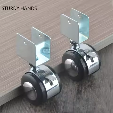 2” Furniture Crib Mute Caster Wheel Clamp with Brake Wheels U Type Swivel Caster Splint Wheel Furniture Hardware Accessories
