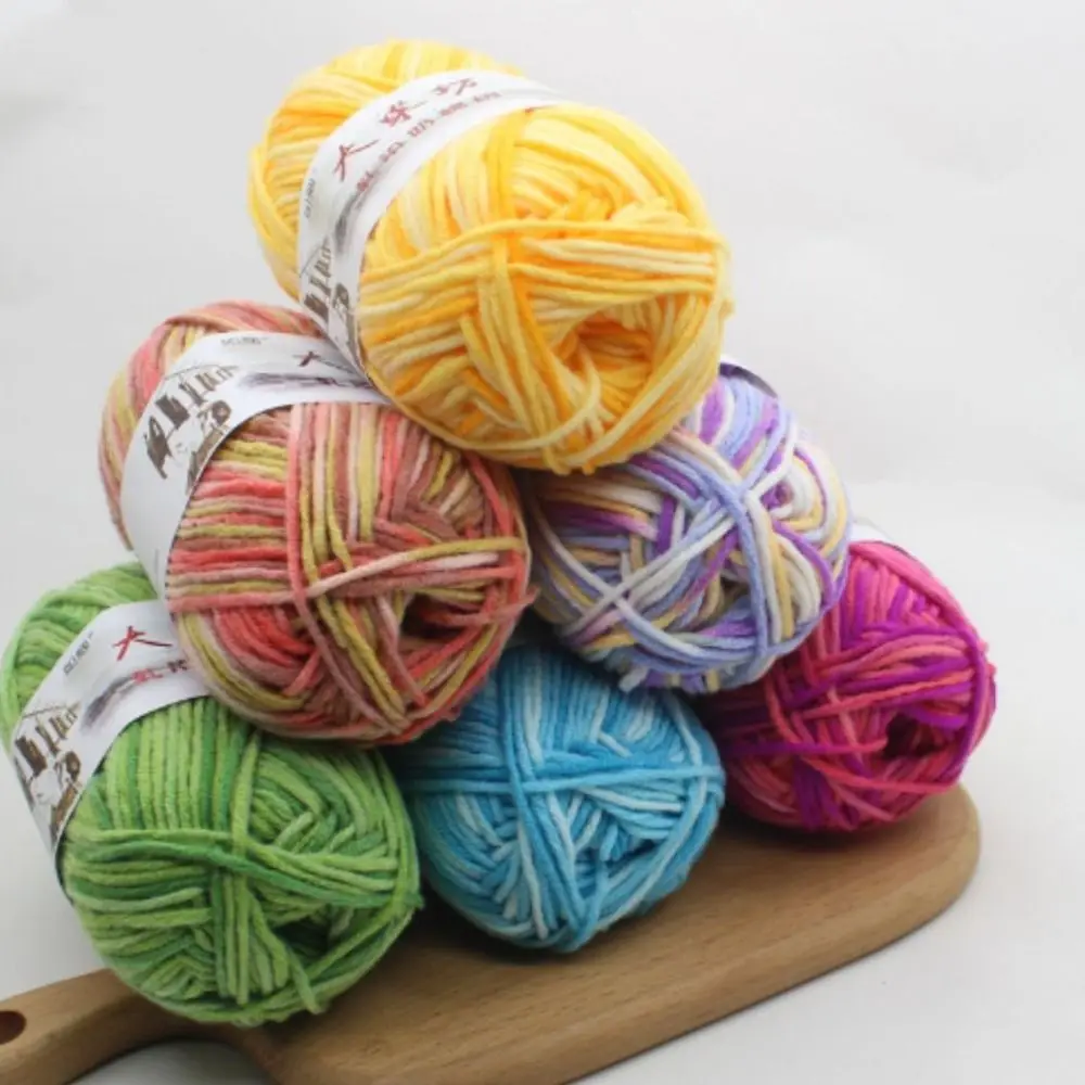 Milk Cotton Segment Dyed Yarn Colorful Hand Knitting Crochet Rainbow Spray Dot Wool Yarn Knitted Baby Sweater Scarf Cake Thread