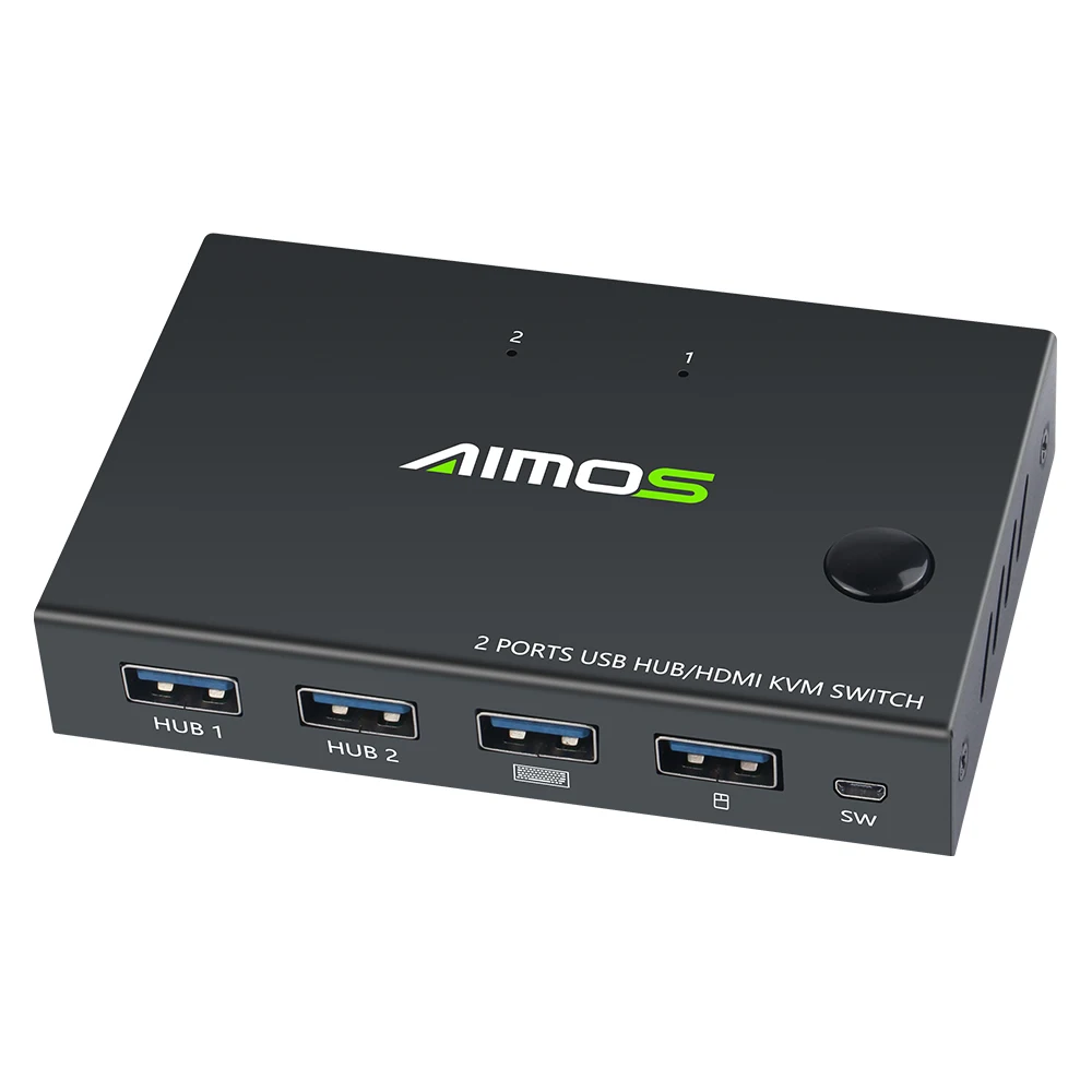 Imagem -03 - Aimos em Saída 4k Usb Hdmi Kvm Switch Box para pc Compartilhamento Teclado Mouse Printer Plug Paly Video Display Usb Swltch Splitter